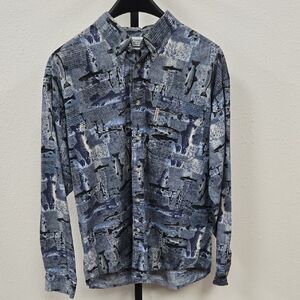 Columbia Blue Patterned Men's Button Down Shirt